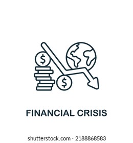 Financial Crisis Icon. Monochrome Simple Line Economic Crisis Icon For Templates, Web Design And Infographics