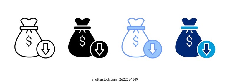 Conjunto de iconos de crisis financiera Colección de estilo múltiple