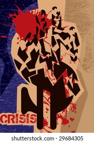 Financial crisis poster. Vector illustration.