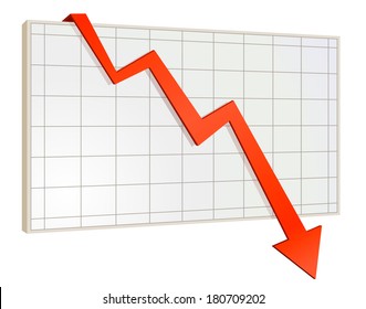
Financial crisis. Screen arrow graph down