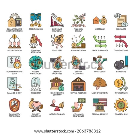 Financial Crisis , Thin Line and Pixel Perfect Icons