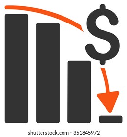 Financial Crisis vector icon. Style is bicolor flat symbol, orange and gray colors, rounded angles, white background.
