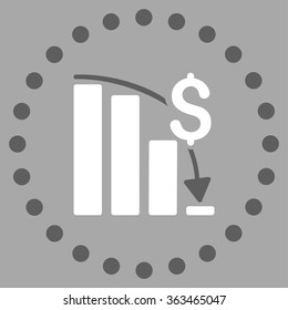 Financial Crisis vector icon. Style is bicolor flat circled symbol, dark gray and white colors, rounded angles, silver background.