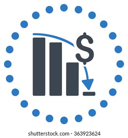 Financial Crisis vector icon. Style is bicolor flat circled symbol, smooth blue colors, rounded angles, white background.