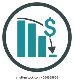 Financial Crisis vector icon. Style is bicolor flat circled symbol, soft blue colors, rounded angles, white background.