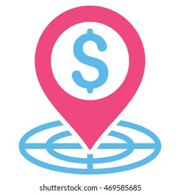 Financial Crosshair icon. Vector style is bicolor flat iconic symbol with rounded angles, pink and blue colors, white background.