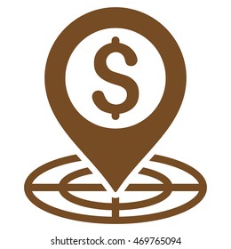 Financial Crosshair icon. Vector style is flat iconic symbol with rounded angles, brown color, white background.