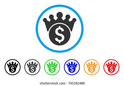 Financial Crown rounded icon. Style is a flat grey symbol inside light blue circle with additional colored variants. Financial Crown vector designed for web and software interfaces.