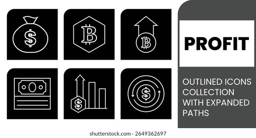 Ícones financeiros e criptomoedas que representam o investimento de crescimento e moeda digital