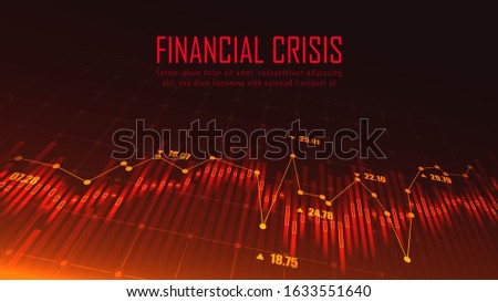 Financial crysis graphic concept in down trend suitable for financial investment or Economic webpage, banner, presentation, Vector illustration