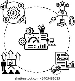 financial customer process learning balanced scorecard vector icon BSC sign