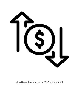 Ícone do ciclo financeiro Design do estilo da linha. Ilustrações de vetor simples.