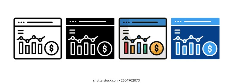 Financial Dashboard Icon Set Multiple Style Collection