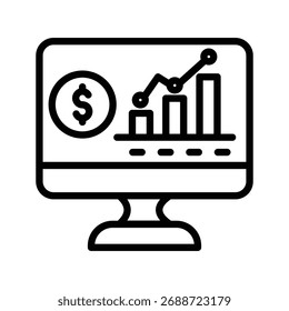 Financial Dashboard line icon , vector, pixel perfect, illustrator file 