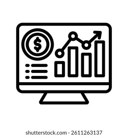 Financial Dashboard Line Vector Illustration On White Background.