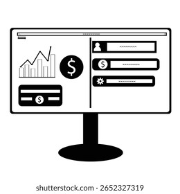 "Layout de tela do monitor de ilustração de vetor da interface do usuário do Financial Dashboard"
