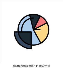 Financial Data, Analysis, Analytics, Data, Finance  Flat Color Icon. Vector icon banner Template
