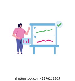 Illustrationssatz für Finanzdaten Berater bei der Analyse des Finanzberichts und der Berechnung des Steuerberichts. Konzept des Daten- und Finanzmanagements. Vektorgrafik.