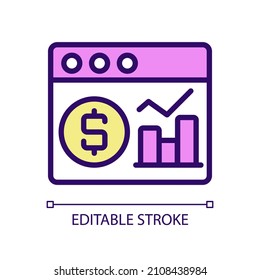 Financial data analysis RGB color pixel perfect icon. Virtual information of business processes. Isolated vector illustration. Simple filled line drawing. Editable stroke. Arial font used