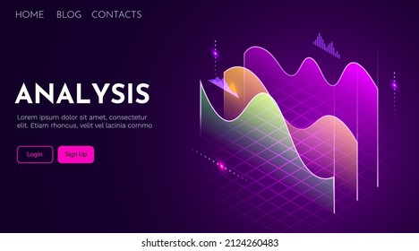 Financial or data analytics concept. Chart trading. Business application template. Landing page template.