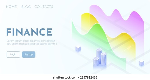 Financial or data analytics concept. Chart trading. Business application template. Landing page template.