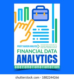 Vector de póster de promoción de análisis de datos financieros. Banner de publicidad de análisis de márgenes de beneficios financieros. Contabilidad Financiera, Inversión Y Concepto De Ecommerce Estilo De Plantilla Ilustración De Color