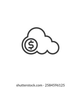 Financial Data API line icon. linear style sign for mobile concept and web design. Cloud with a dollar coin outline vector icon. Symbol, logo illustration. Vector graphics