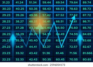 Financial Data arrow Grid with Stock Market Trends Graph Chart