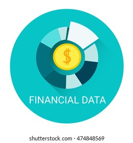 Financial Data Diagram Business Icon Flat Vector Illustration