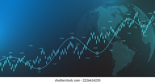 Financial data graph chart background. Business background with candlesticks chart for reports and investment. Financial market trade concept. Vector illustration.