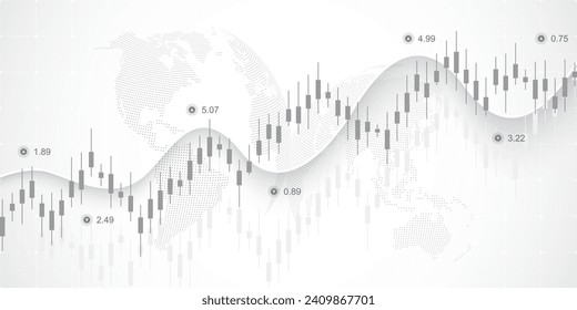 Financial data graph chart background. Business background with candlesticks chart for reports and investment. Financial market trade concept. Vector illustration.