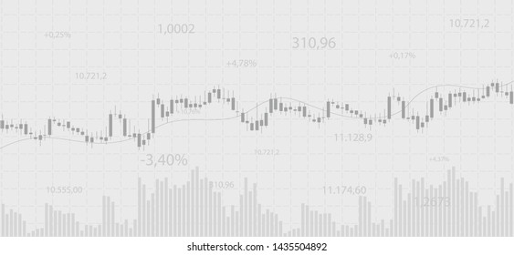 Financial data graph chart on grey background. Business background with candlesticks chart for reports and investment. Financial market trade concept.