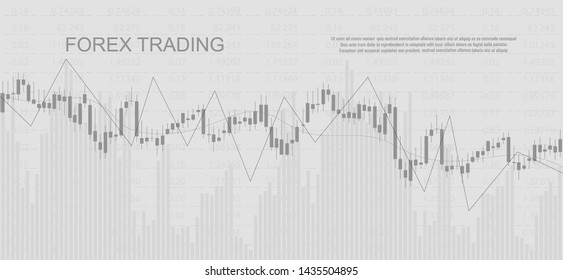 Financial data graph chart on grey background. Business background with candlesticks chart for reports and investment. Financial market trade concept.