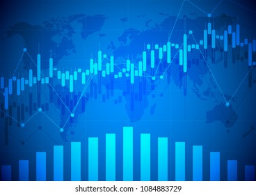 Financial data graph chart, vector illustration. Abstract background with graph chart finance. Business concept