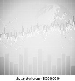 Financial data graph chart, vector illustration. Abstract background with graph chart finance. Business concept