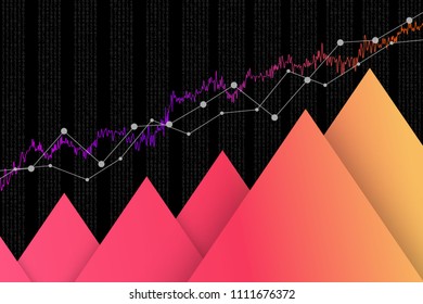 Financial data graph chart, vector illustration. Uptrend columns, market economy information background. Chart analytics economic concept.