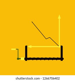 Financial data graph chart, vector illustration. Trend lines, columns, market economy information background. Chart analytics economic concept.