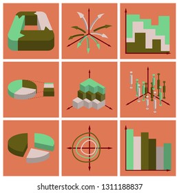 Financial data graph chart, vector illustration. Trend lines, columns, market economy information background. Chart analytics economic concept.
