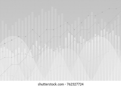 Financial data graph chart, vector illustration. Trend lines, columns, market economy information background. Chart analytics economic concept.