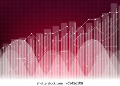 Financial data graph chart, vector illustration. Trend lines, diagram waves, trend bars, columns, market economy information background. Growth company economic concept on dark red background. - Powered by Shutterstock - Get 15% off with code: PIKWIZARD15