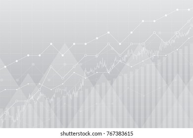 Financial Data Graph Chart, Vector Illustration. Trend Lines, Columns, Market Economy Information Background. Growth Company Economic Concept.