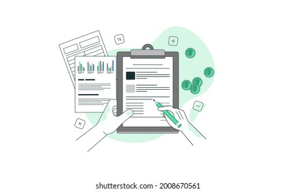 Financial data with hand concept illustration