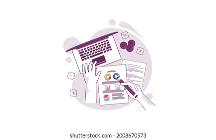 Financial data with hand concept illustration