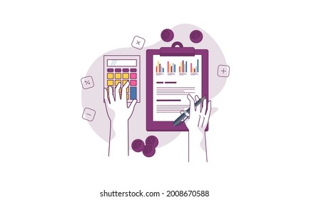 Financial data with hand concept illustration