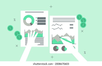 Datos financieros con ilustración de concepto manual