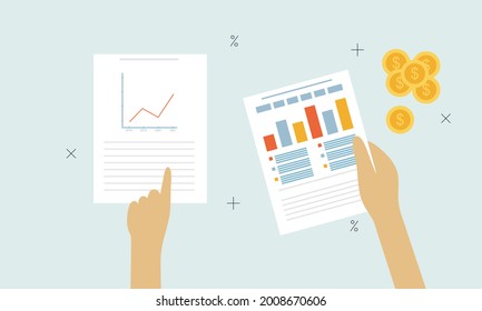 Financial data with hand concept illustration