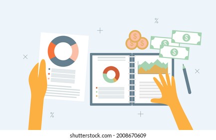 Datos financieros con ilustración de concepto manual