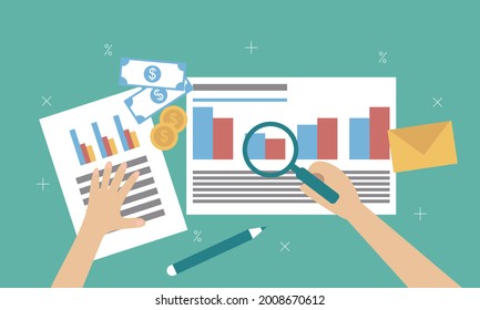 Financial data with hand concept illustration