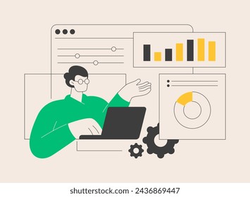 Financial data management abstract concept vector illustration. Financial services software, business strategy, digital data report, risk management, analytics, visualization tool abstract metaphor.