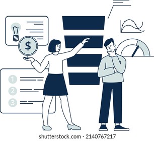 Presentación de datos financieros. La gente discute el informe estadístico